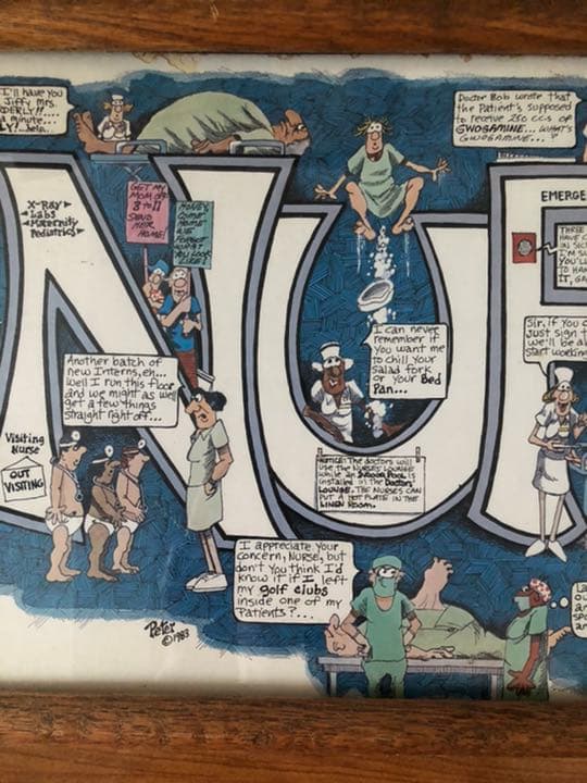 Nurse Cartoon Prints Peter 1983 ビンテージ　額