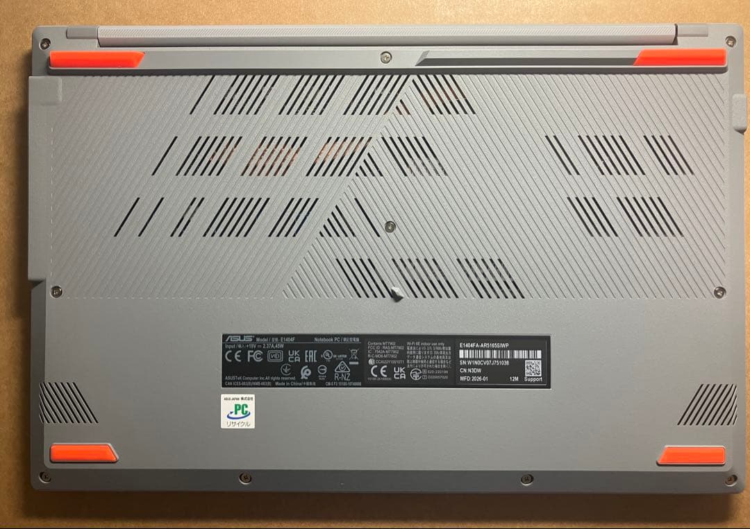 その他ノートPC本体 Ryzen5-7520U 16/512 ASUS Vivobook E1404F