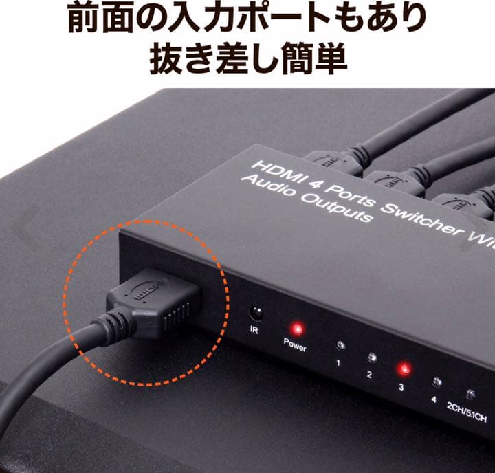4系統 HDMI切替器 光+同軸デジタル出力 3D 400-SW015