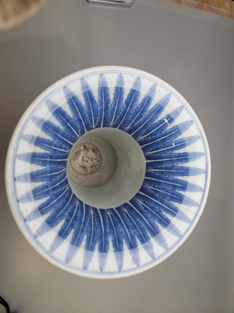 中国美術 青華纏枝蓮花紋 尊瓶 時代物 傷有 DT816