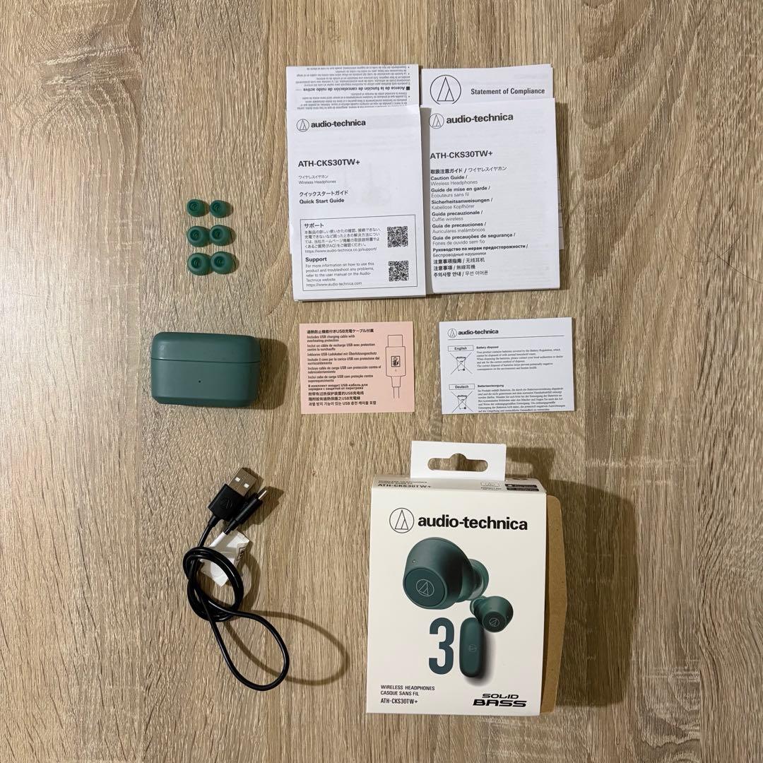 【美品】audio-technica ATH-CKS30TW+ グリーン
