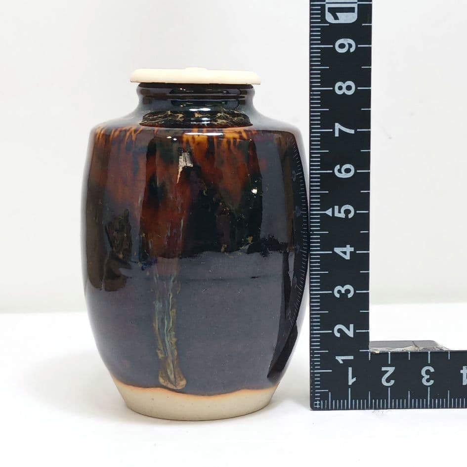 Y3339-7 茶道具 桶谷定一 肩衝茶入 仕覆・共箱　#13