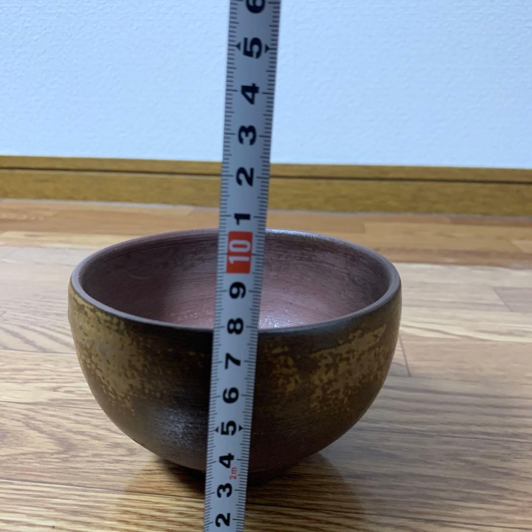 茶色の茶碗　木箱付き　高さ8cm, 幅11.5cm