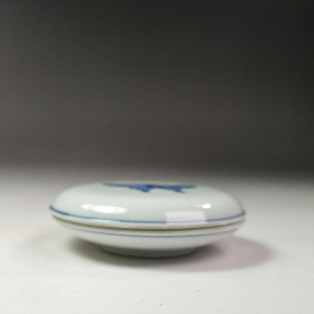 イ494 香合『九谷焼　耕甫作』『丸型染付　蝶紋　香合　共箱』茶道具