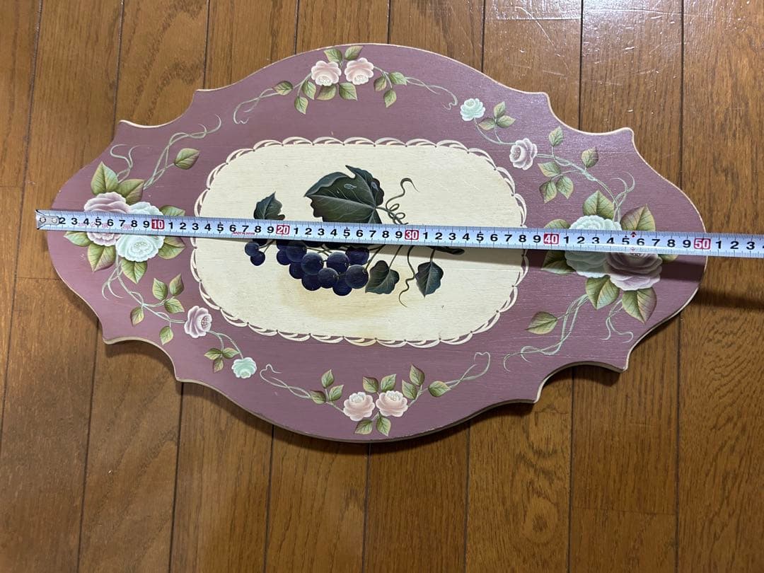 手描きトールペイント 木製特大プレート 約58cm