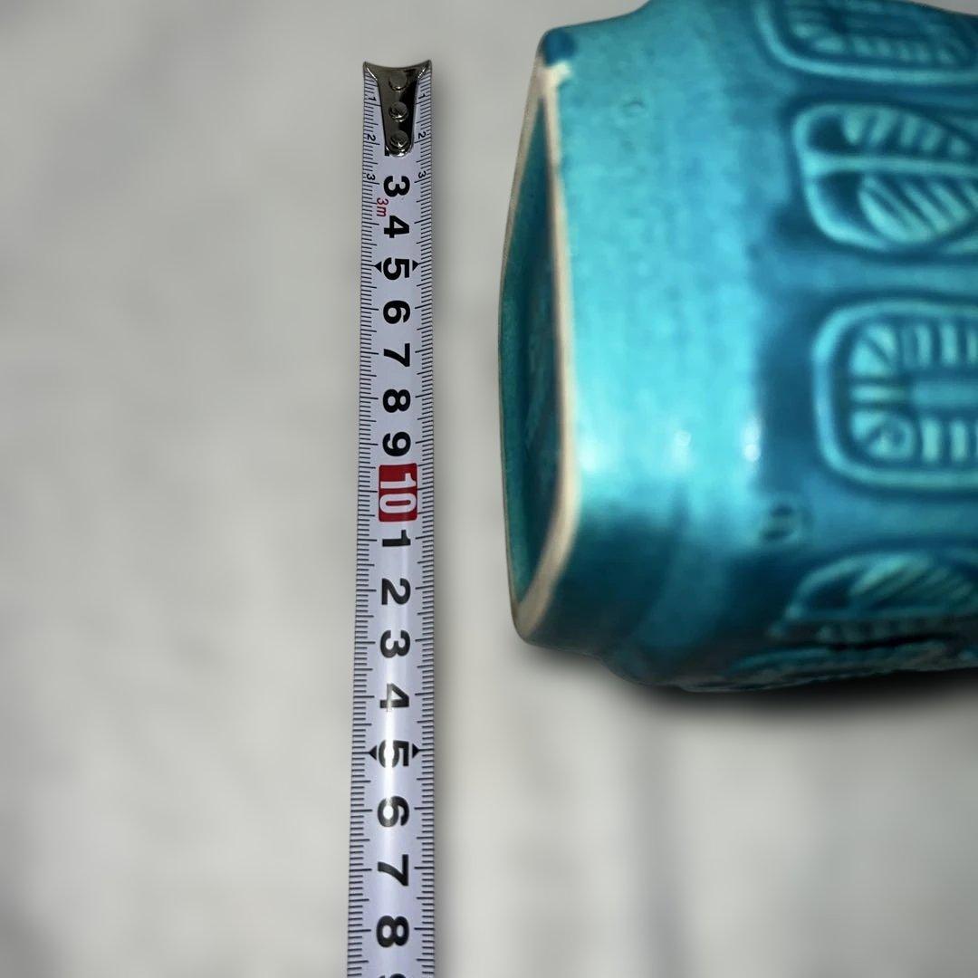 Bay Keramik葉模様の青緑色陶器花瓶 250-25