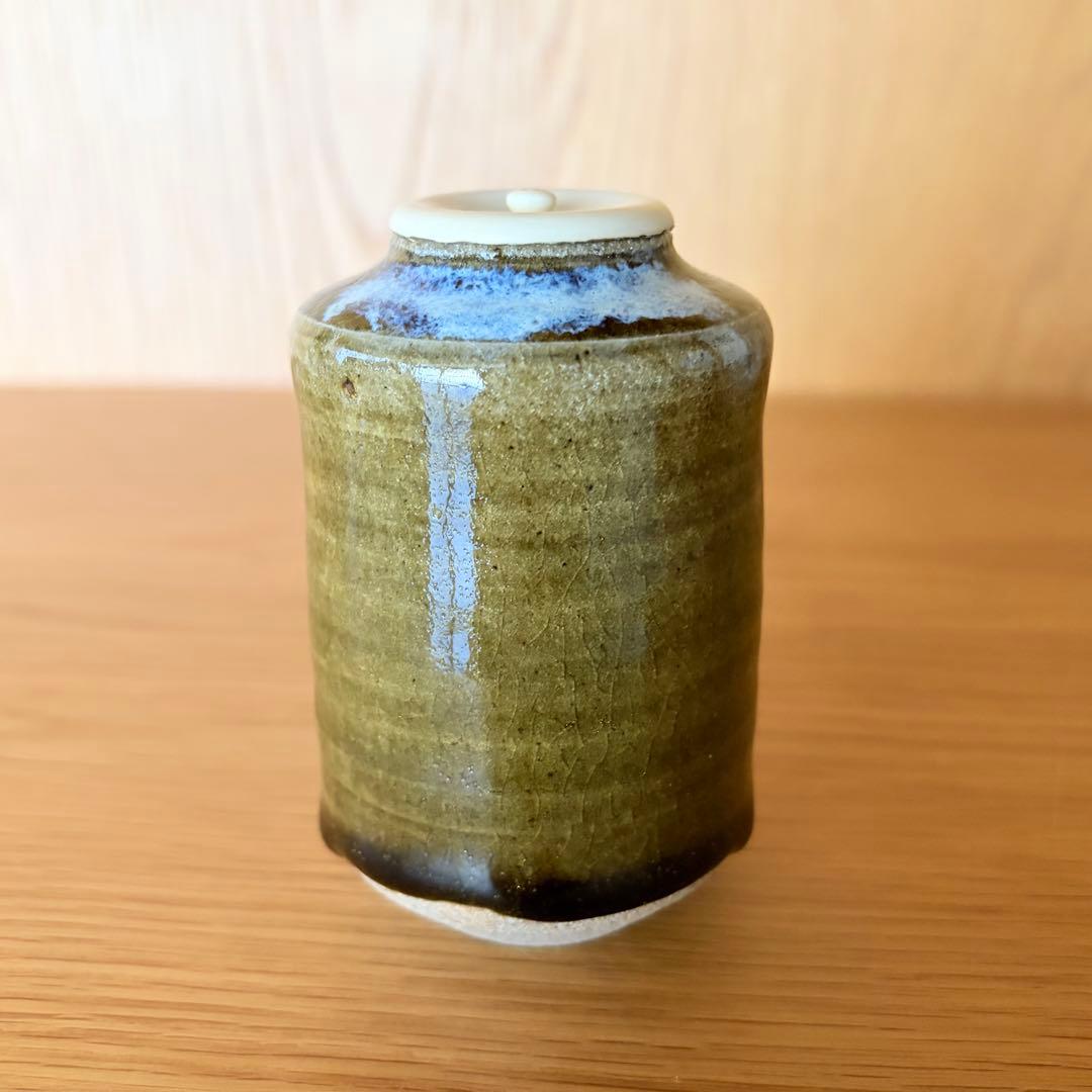 【茶道具】　袋、箱付き　肩衝茶入　杉谷窯　異中庵　唐津焼