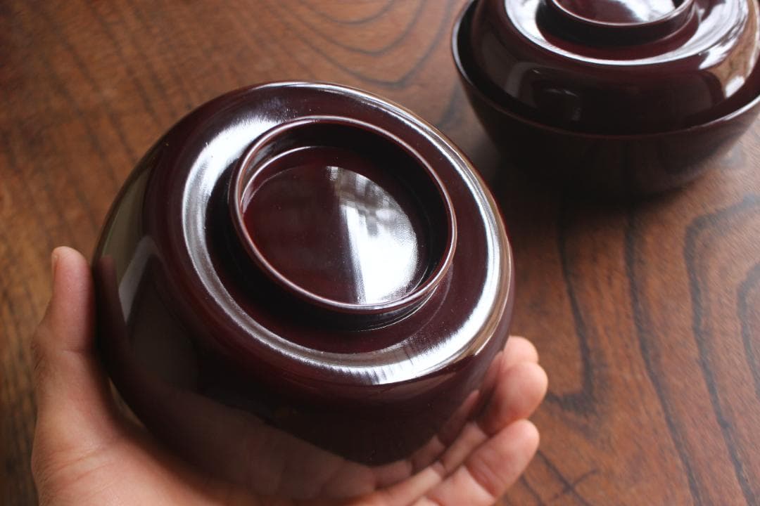 時代逸品！時代溜塗に優美なススキ蒔絵の映えるお椀2点（検京塗輪島塗蒔絵椀煮物椀