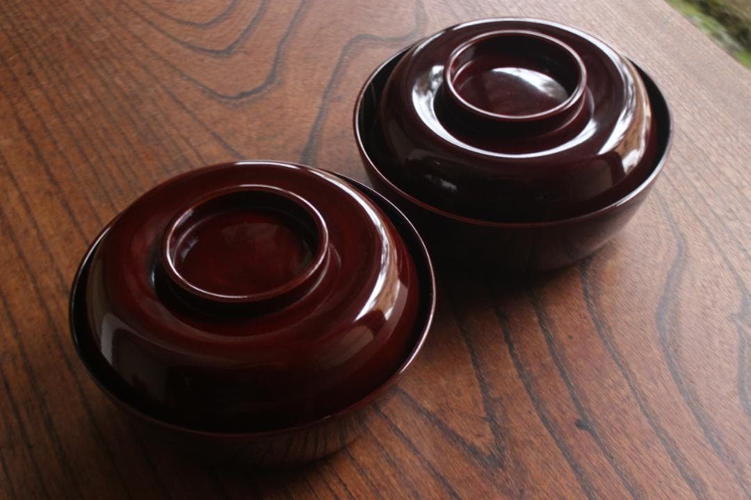 時代逸品！時代溜塗に優美なススキ蒔絵の映えるお椀2点（検京塗輪島塗蒔絵椀煮物椀