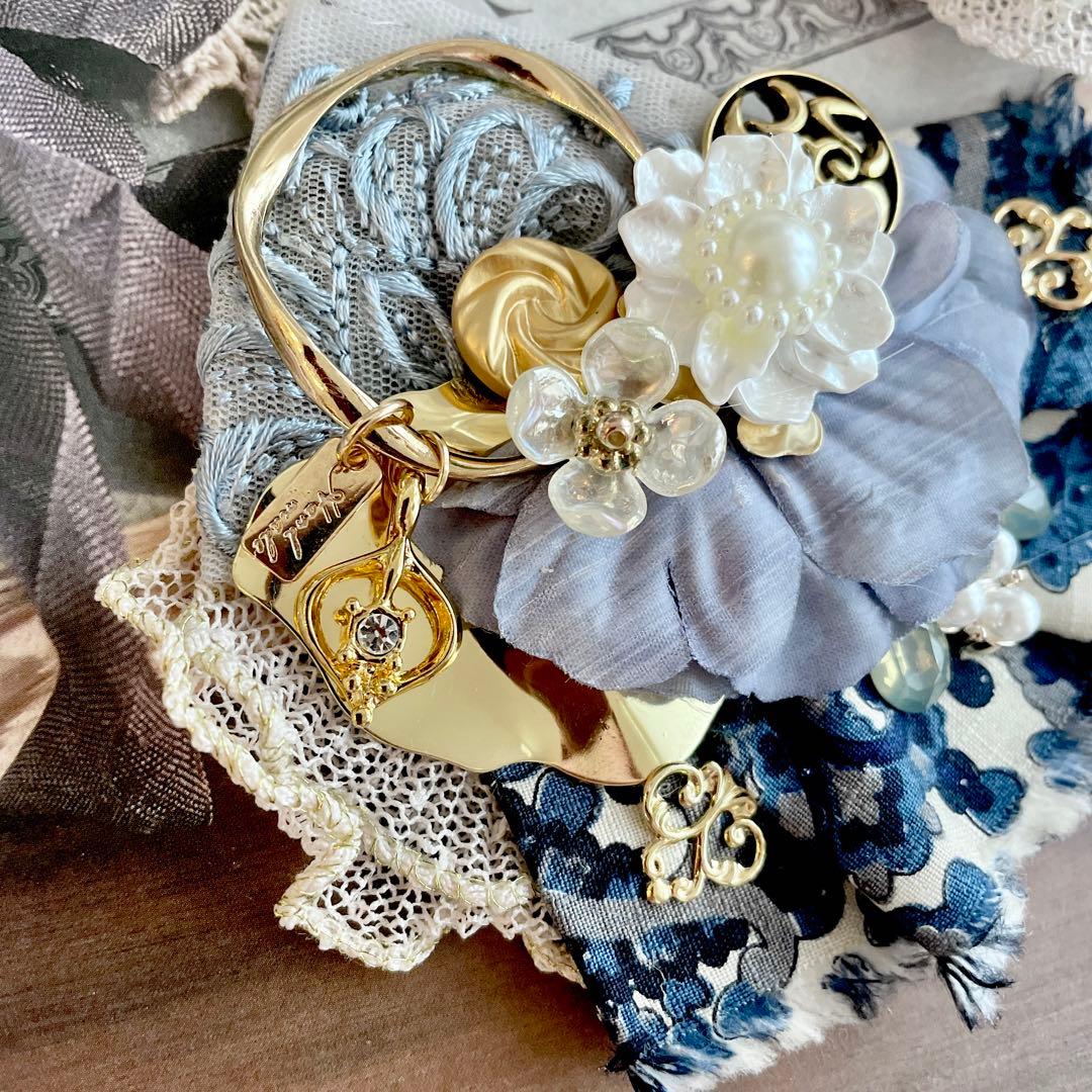 no.142 ハンドメイド✩.*˚刺繍リボンとお花のアンティーク調アクセサリー☆