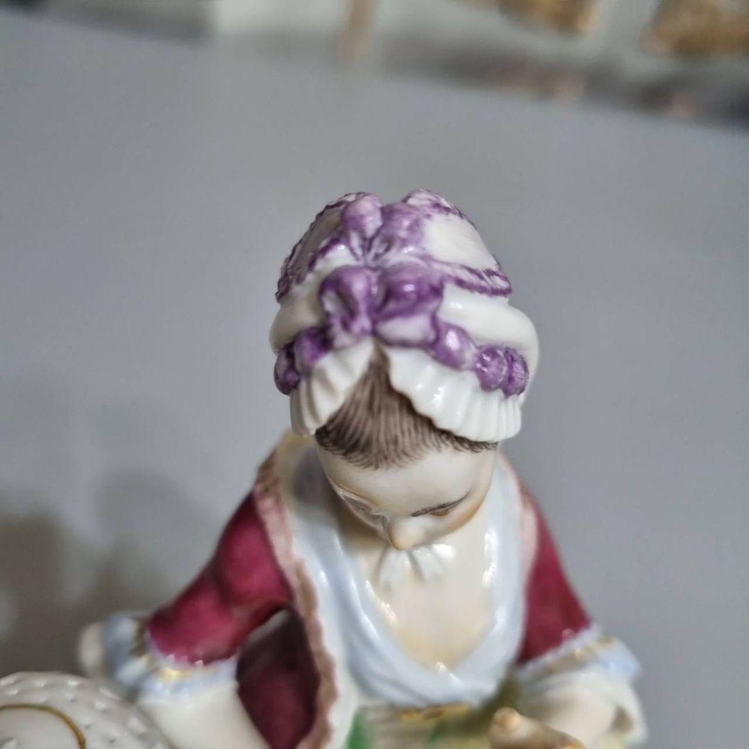 マイセン Meissen 五感シリーズ 触覚の寓意 フィギュリン 女性と鳥かご