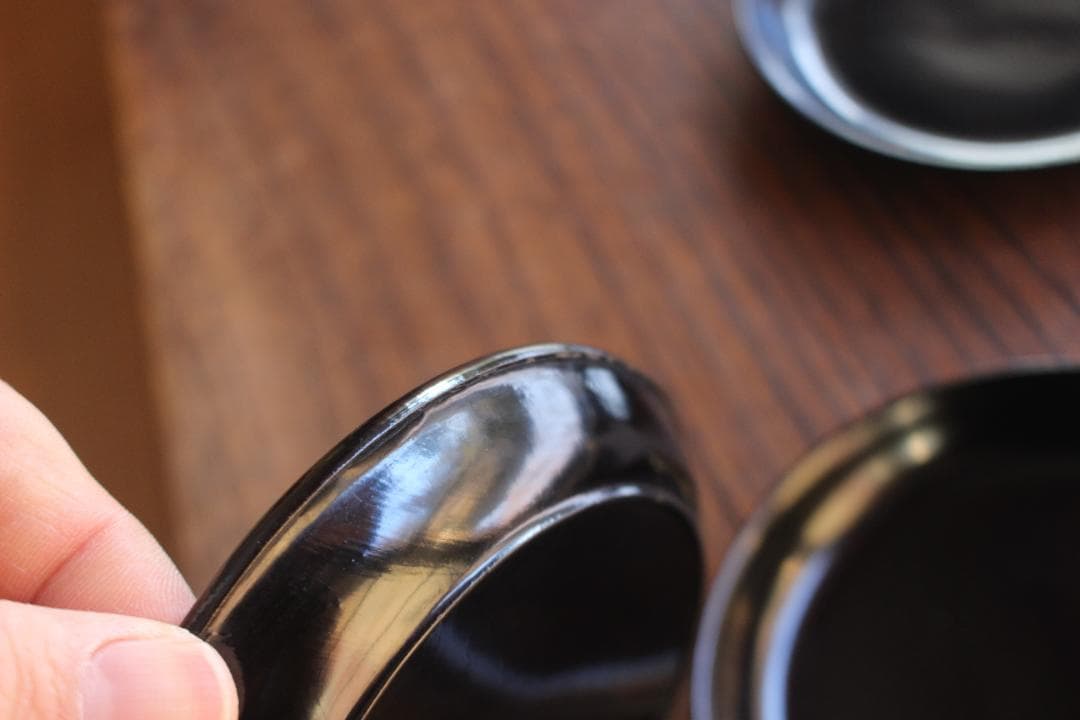小傷有！シンプルデザインに時代黒漆の映える小皿5点（検輪島塗菓子皿銘々皿