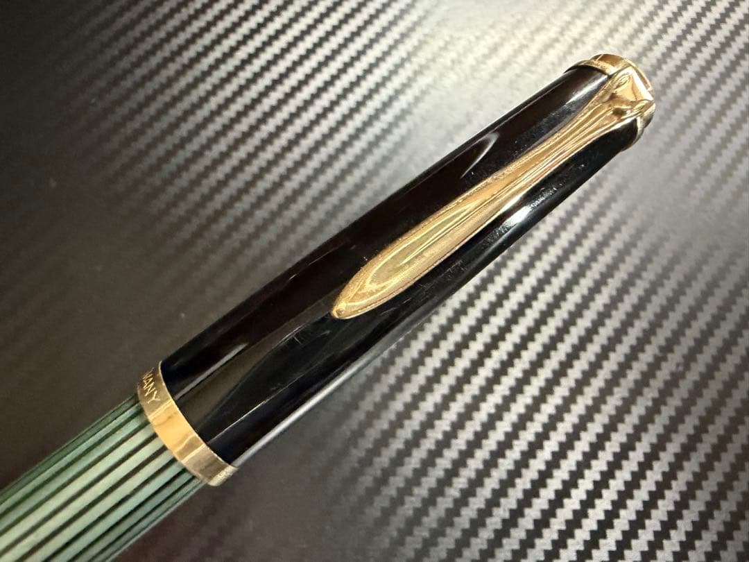 美品 ペリカン 400NN M&K 緑縞 EF 極細字 万年筆