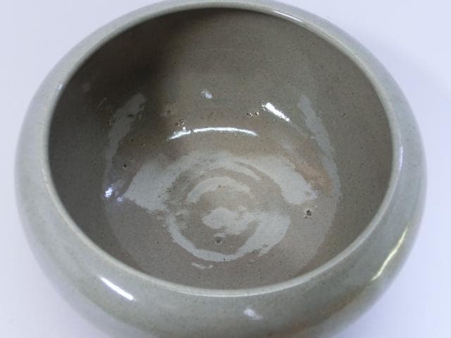 建水【茶道具】赤膚焼 龍華山 悦峰偉御「創業二百年」記念 灰器 灰釉鼠釉赤肌山■