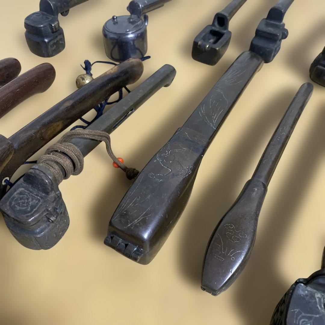 矢立　小型墨壺　時代物　14本　骨董　古道具　矢立て/龍文堂　象嵌など