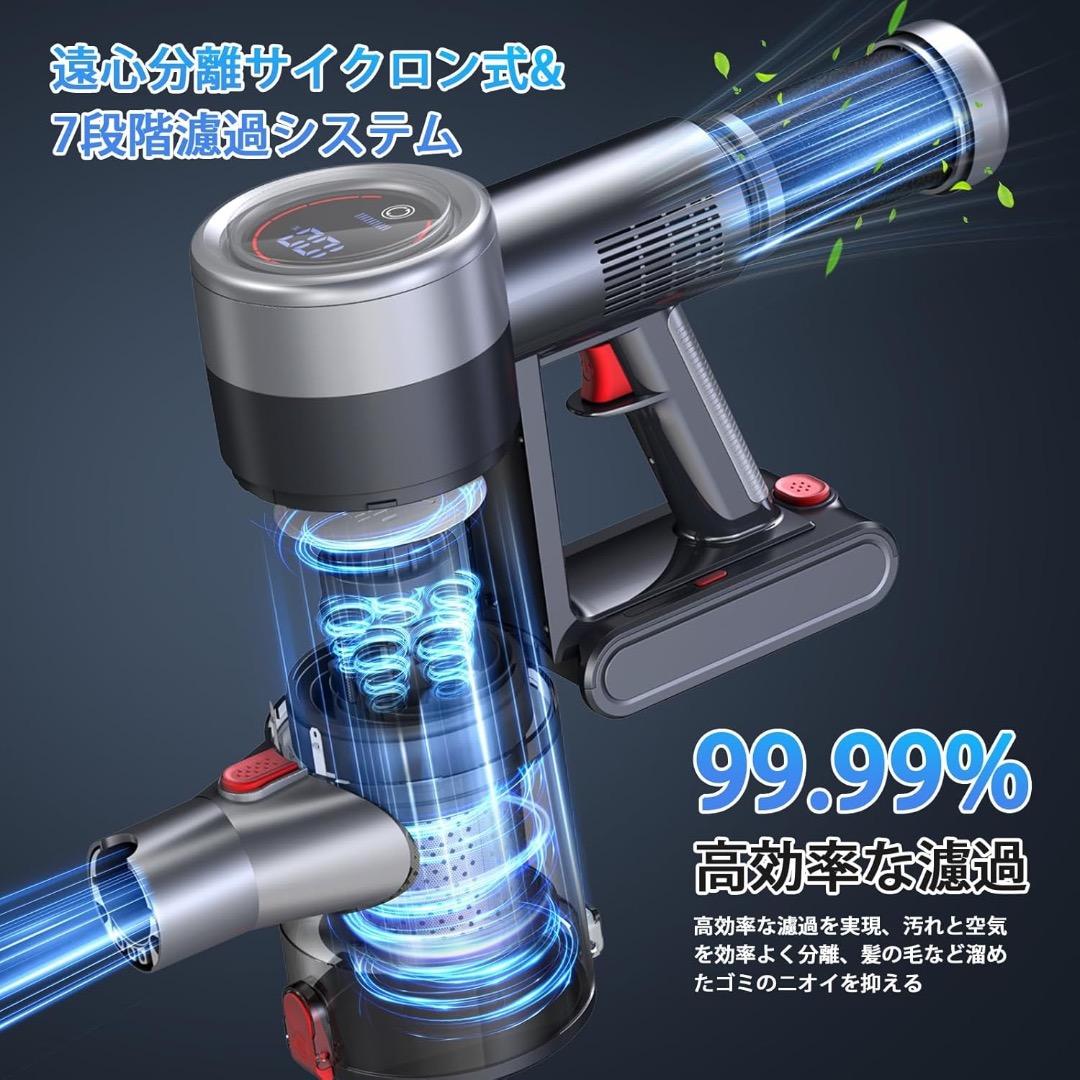 掃除機 コードレス　2026年版　120Kpa超強力　LED　65分連続　自立