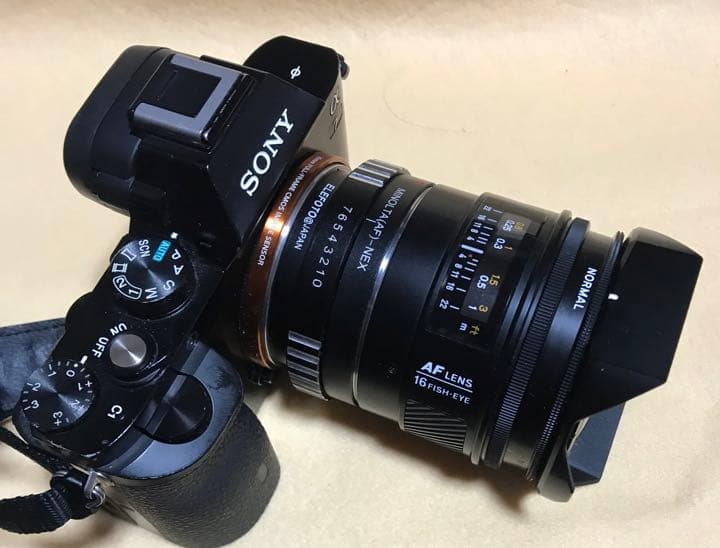 Minolta AF 16mm f3.8 マウントアダプター付き