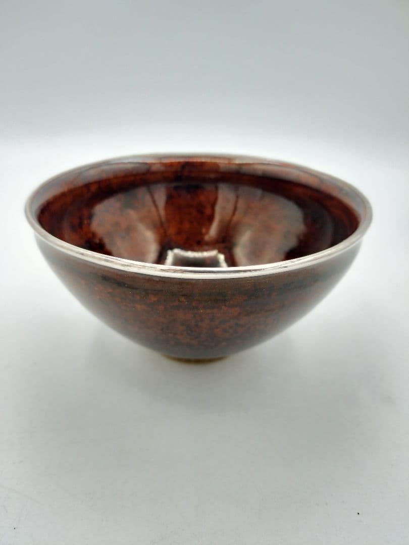 d136 天目茶碗 仕服付 古代名物紹鴎緞子 木箱 茶道具 古物