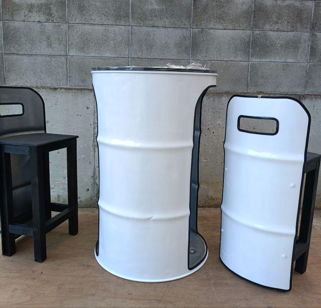 受注生産品ドラム缶テーブル＆チェア‼️【ホワイト】