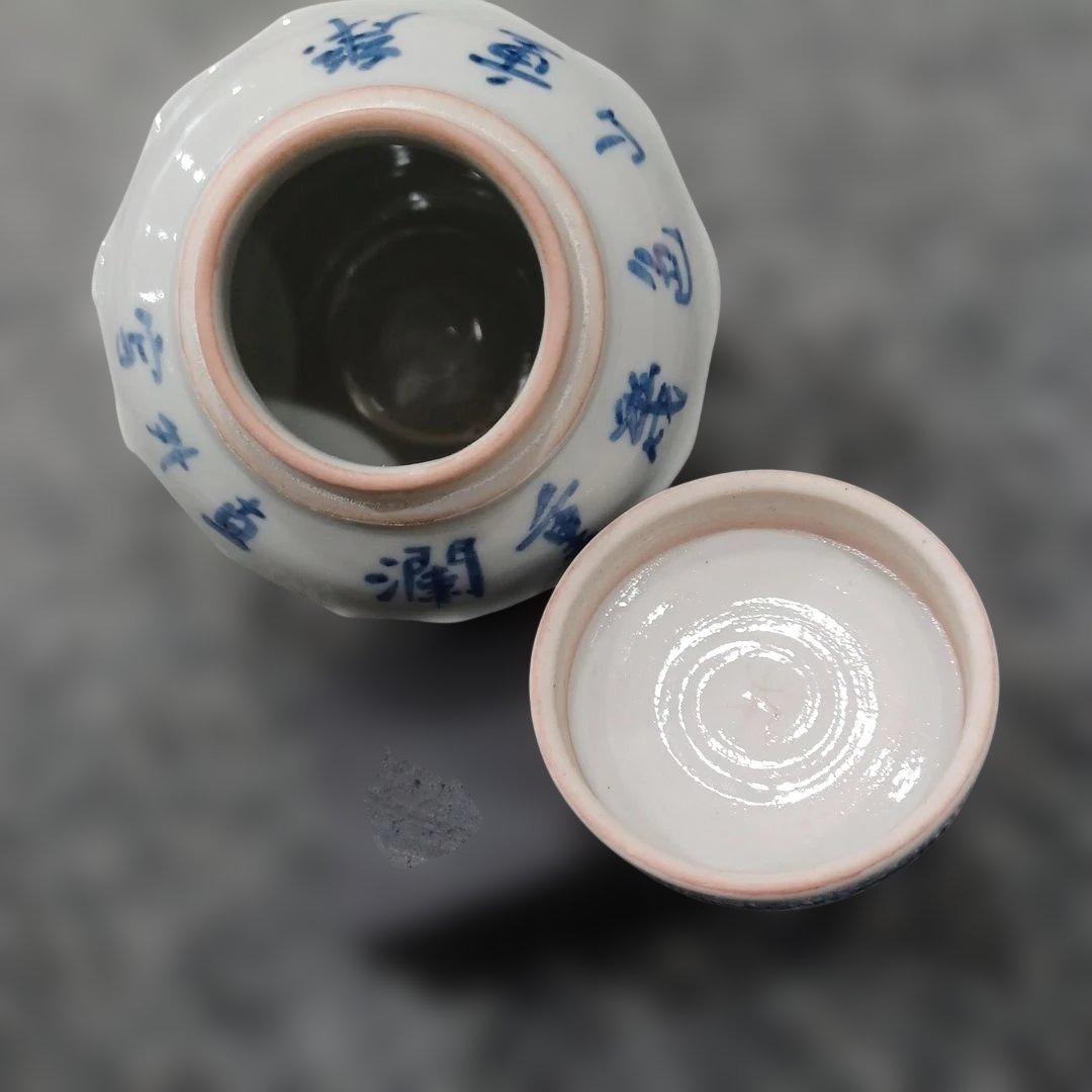 直外写 幾重山色 寶山 染付 茶心壺