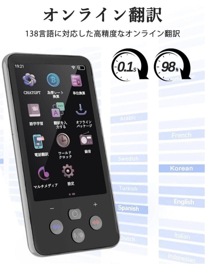 AI翻訳機 音声翻訳機 138言語対応 高性能　オフライン　カメラ翻訳