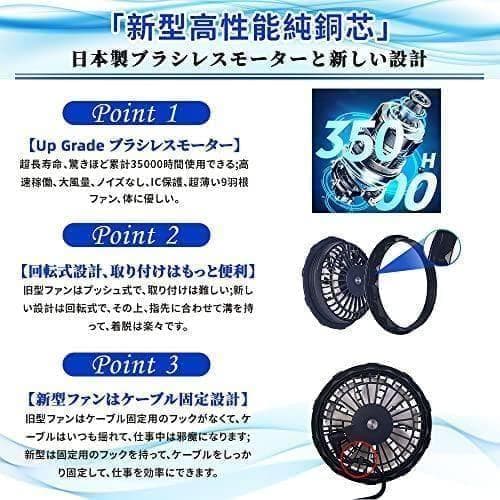 A[AIDAMAI] ファン付き作業服用 ファンセット ブラシレスモーター内蔵