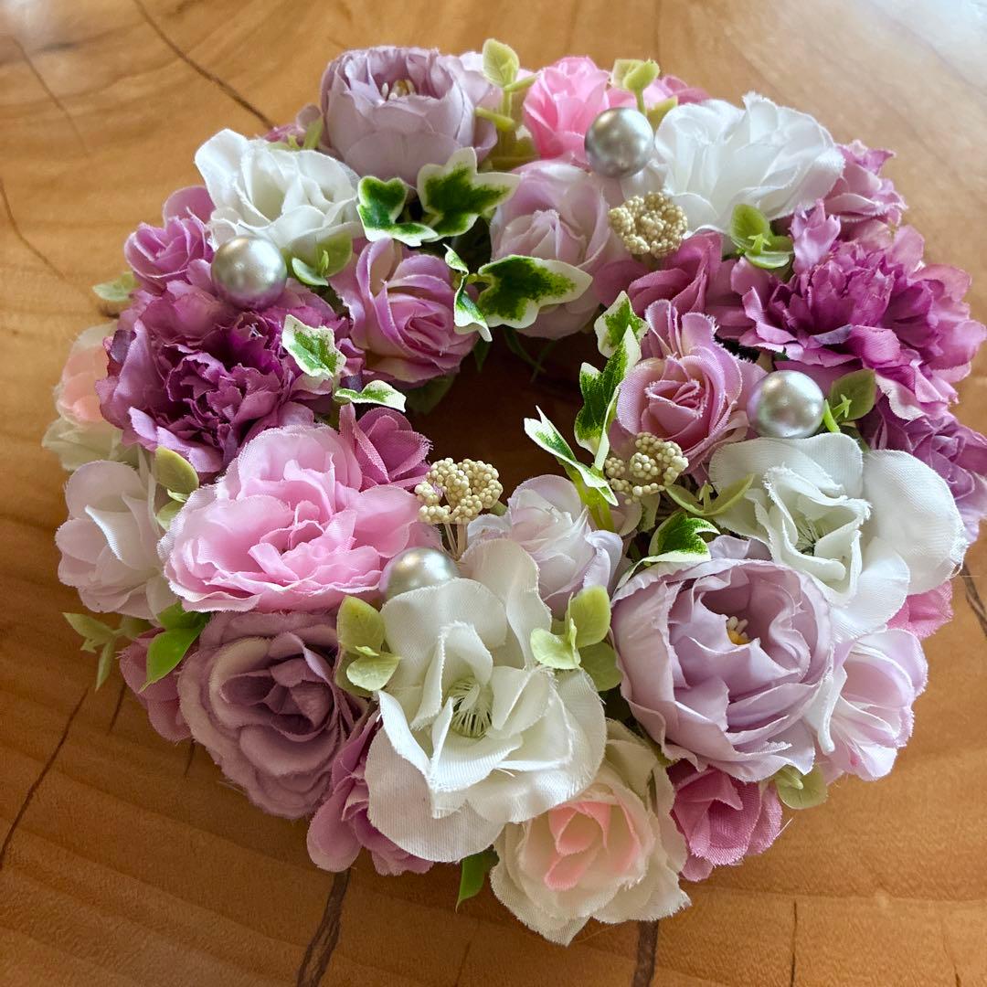 ✳️フラワーリース✳️purple＆pinkの小さなリース❤️19㎝☆フラワーアレンジ