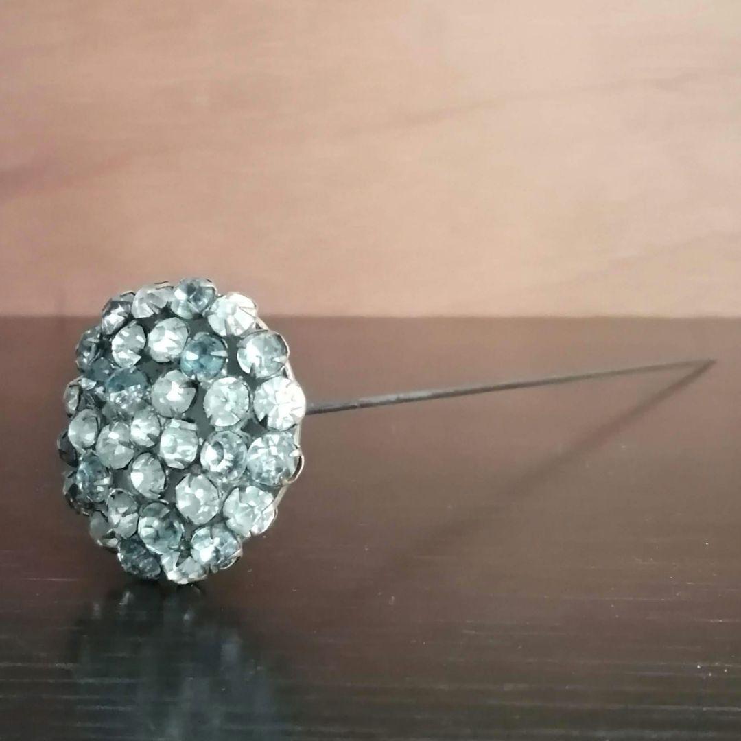アンティーク・ハットピン②　金属ラインストーン頭部　長さ22cm