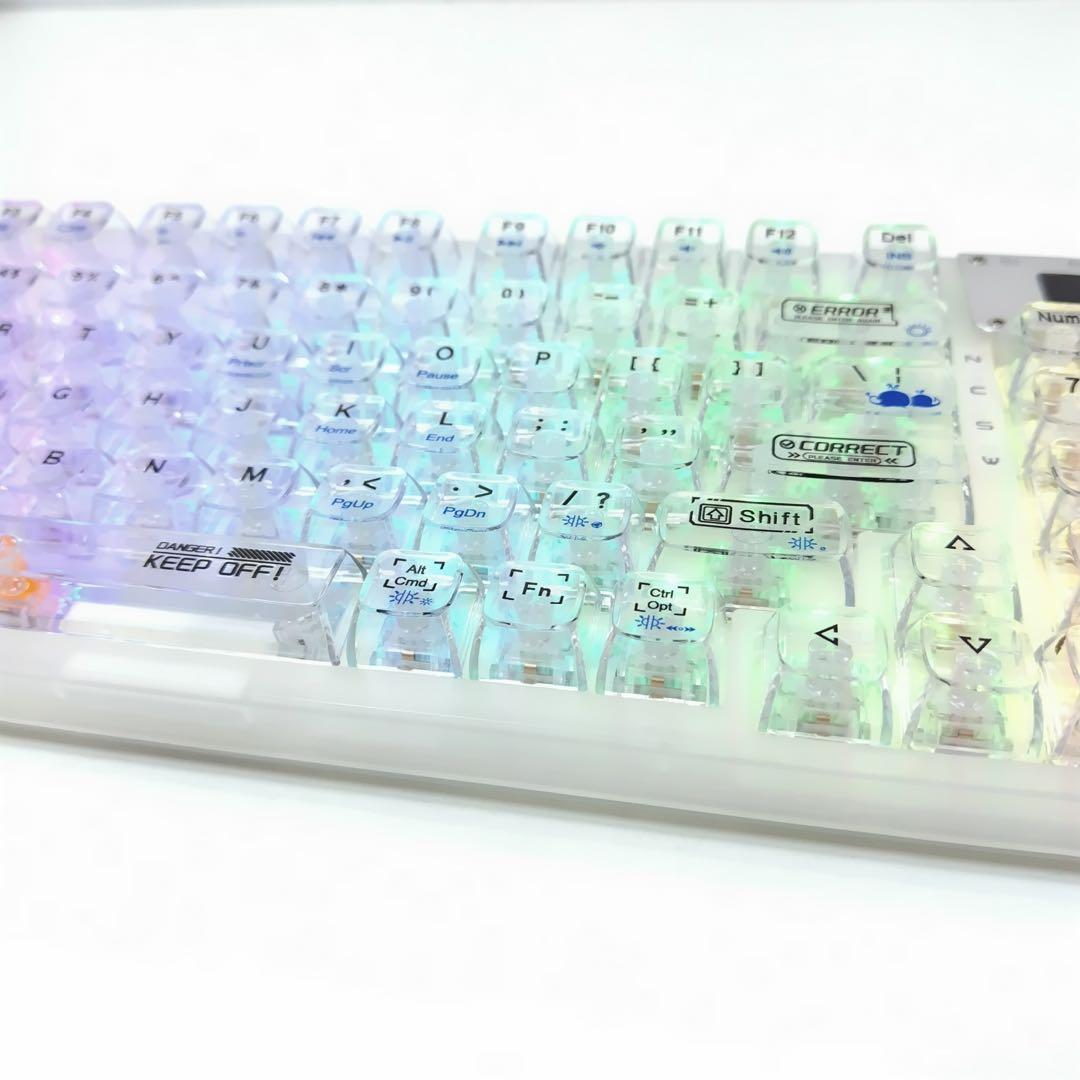 AULA F98Pro ワイヤレスキーボード スケルトンキーキャップ LED