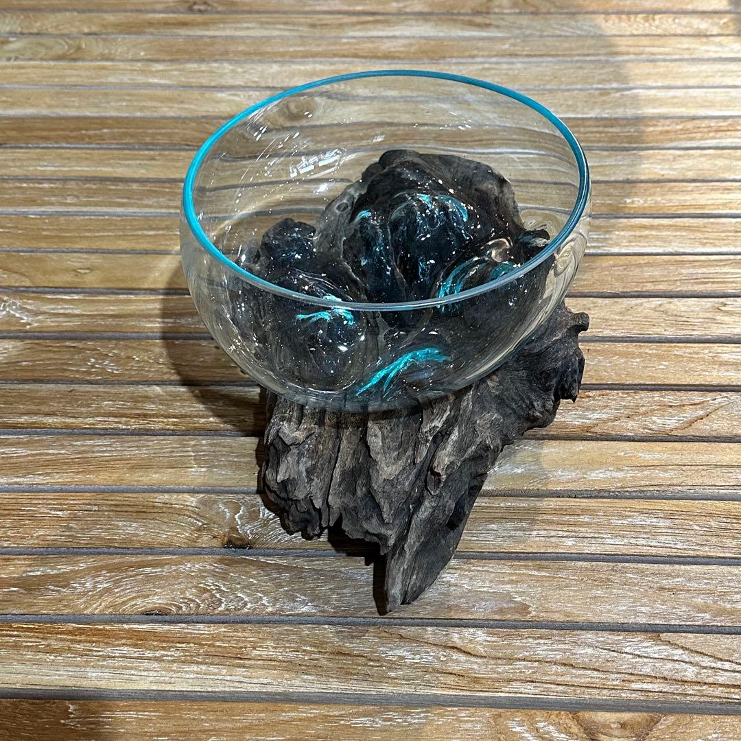 【送料込】バリ島流木ガラス　ガラスΦ20cm前後 苔リウム203Cアクアリウム
