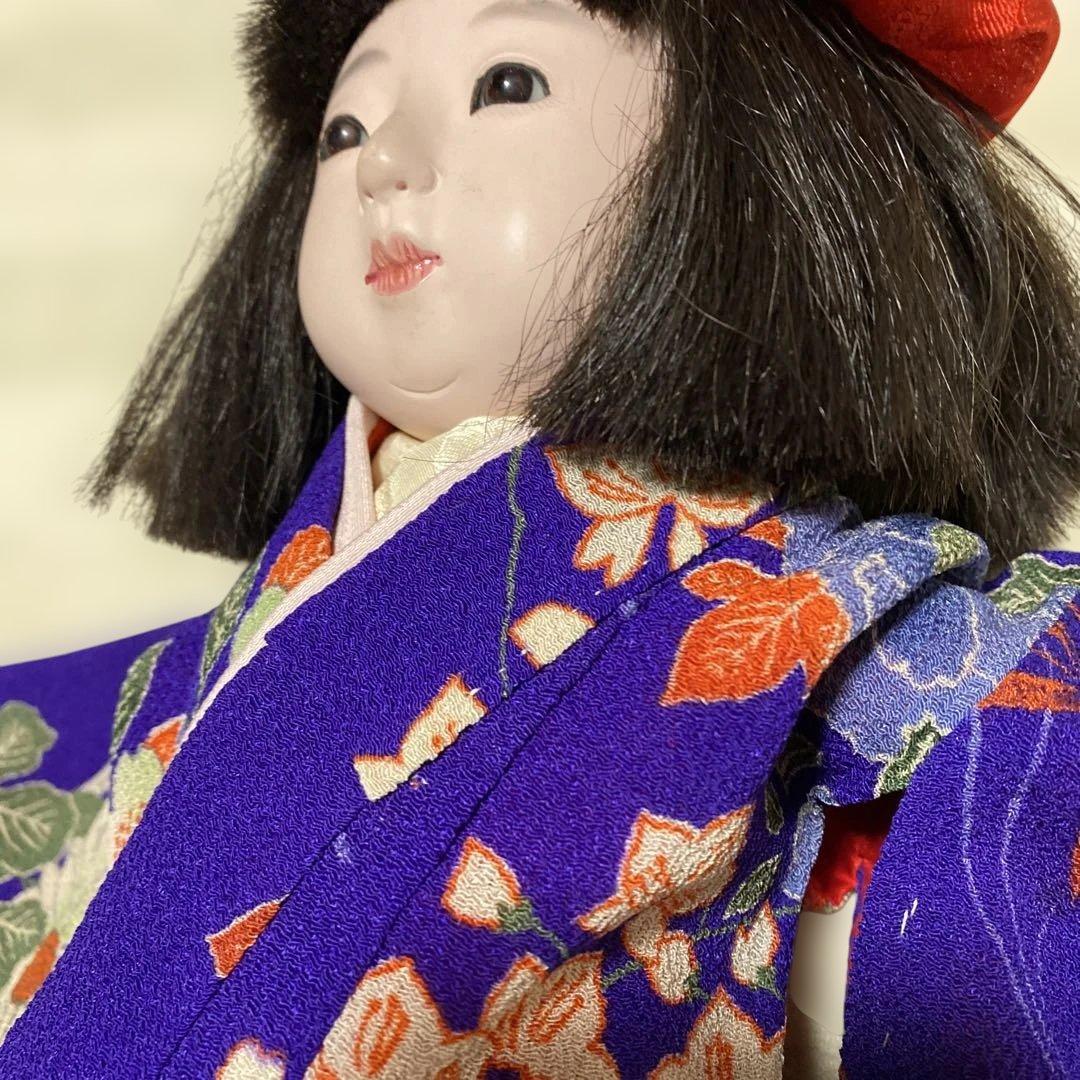 正絹　古布　縮緬　ミニ着物　紫　青　丈４１ｃｍ位　飾り着物　2点