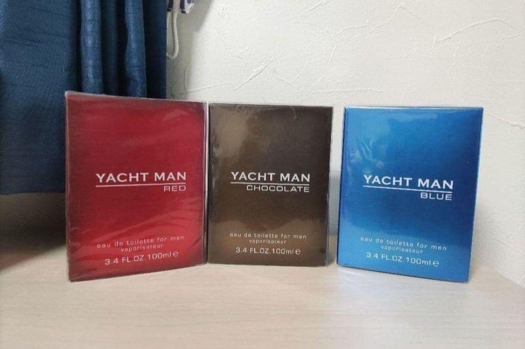 香水(男性用) 100mlX3 YACHT MAN BLUE, CHOCOLATE & RED