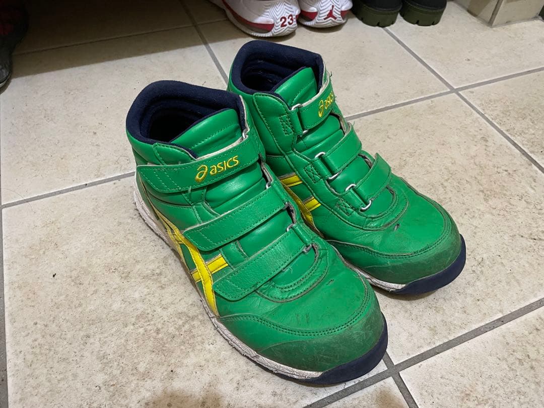 アシックスasics 安全靴　グリーン