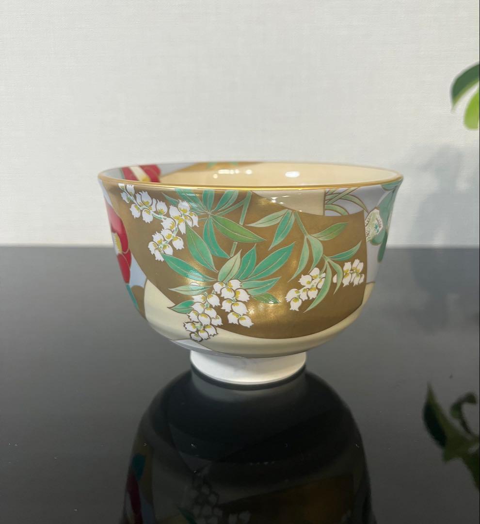 【桑野むつ子】御所の花シリーズ　三月椿　茶道具　抹茶碗