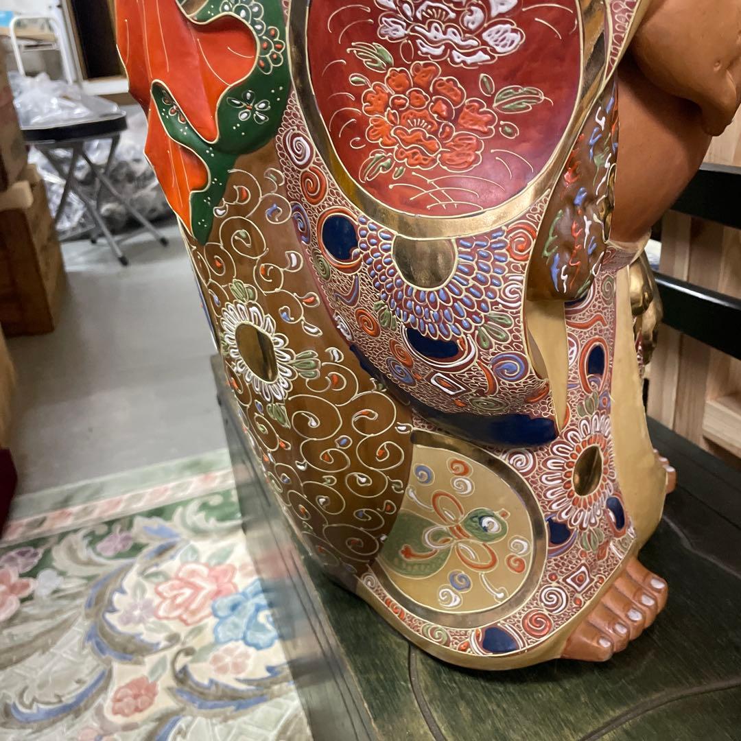 石川県伝統工芸品九谷焼　九谷布袋金彩　特大サイズ約６０センチ　迫力❣️