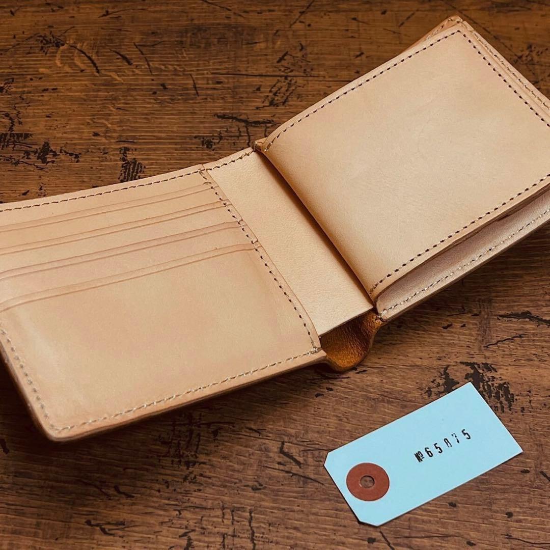 二つ折り財布 イタリア産ヌメ革 レザー メンズ 財布 長財布 ハンドメイド