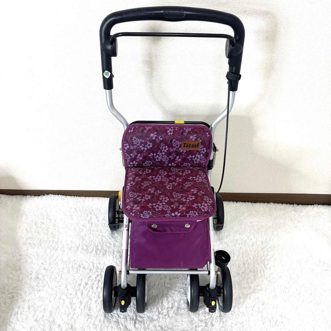 シルバーカー 幸和製作所 テイコブ 介護 手押し車 座れる 折り畳める 花柄 紫
