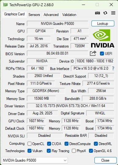 NVIDIA Quadro P5000 グラフィックボード