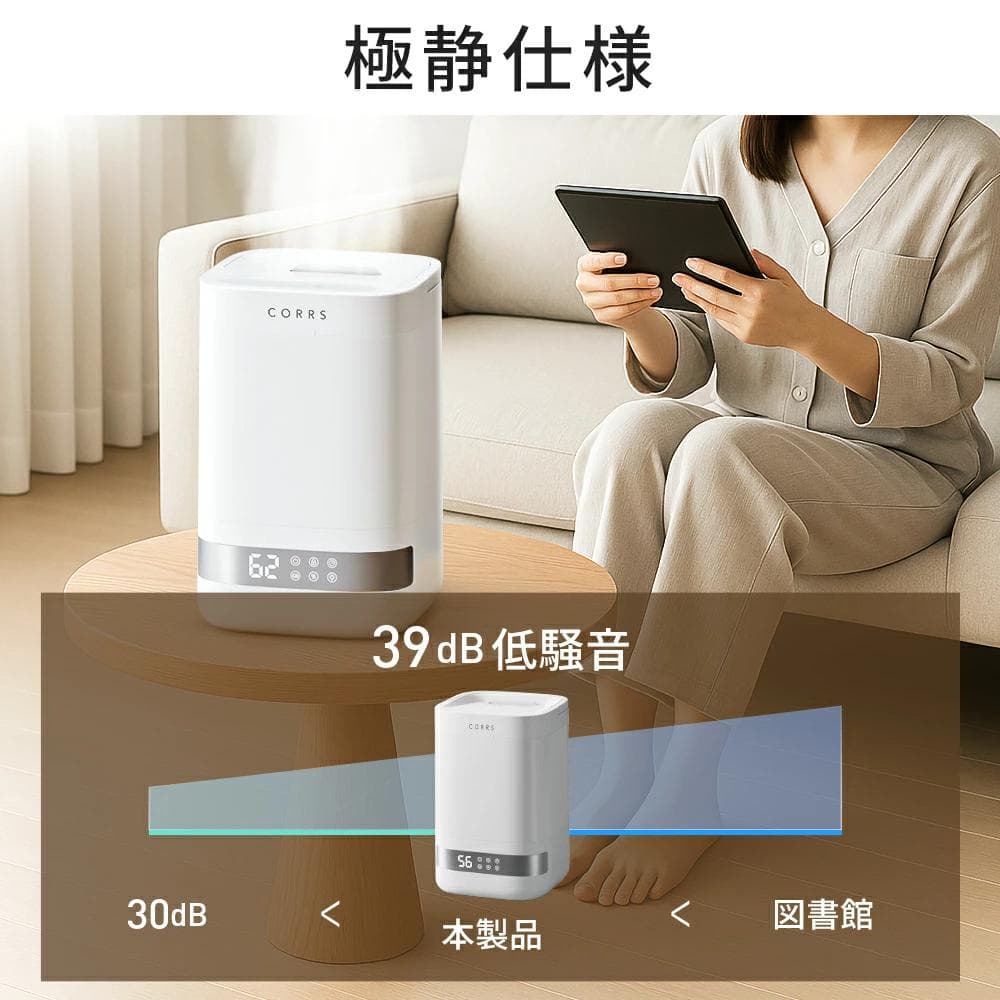 108 加湿器 4.0L 大容量 スチーム式 上から給水 35畳対応 加熱式