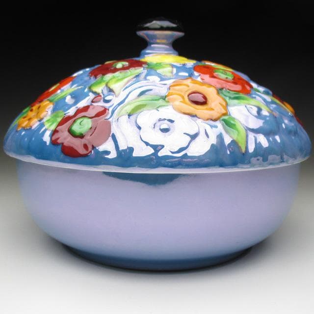 オールドノリタケ モールド花絵 小物入れ 蓋物