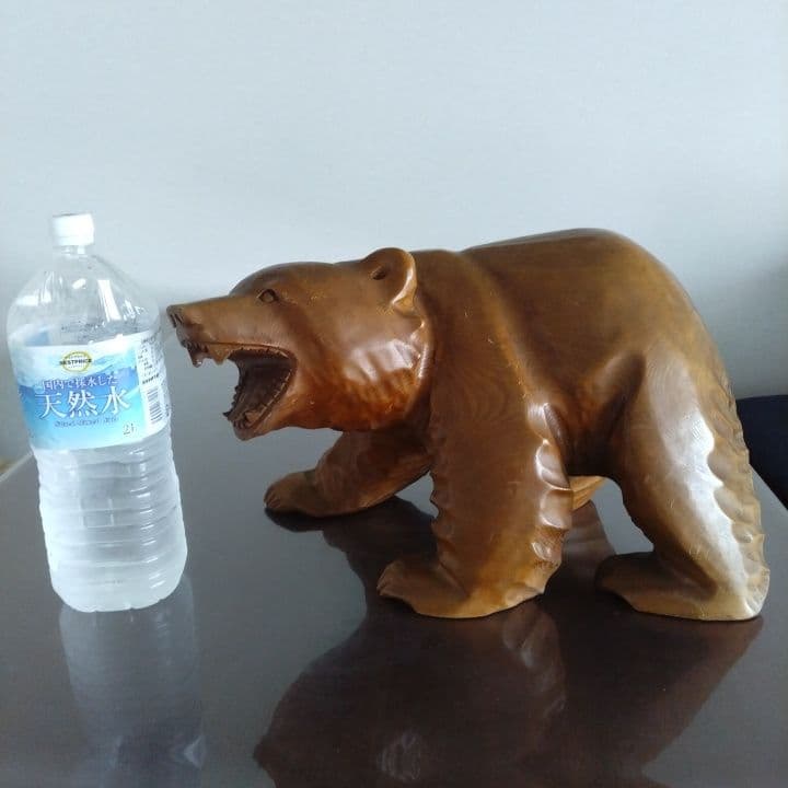 高級台付き木製クマ彫刻⭐︎約6㎏⭐︎46㎝特大サイズ⭐︎木彫り⭐︎昭和新山