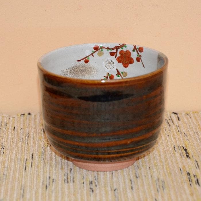 茶道具　掛分紅白梅茶碗　京焼　美品　陶房 弥三郎　北川宏幸　送料込み