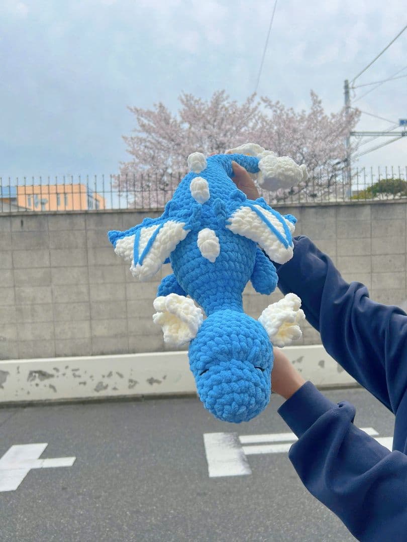 あみぐるみ ドラゴン型 ２体セット ２個キーホルダー付き