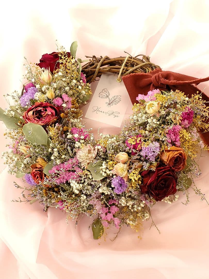 アンティーク薔薇のドライフラワーリース♡