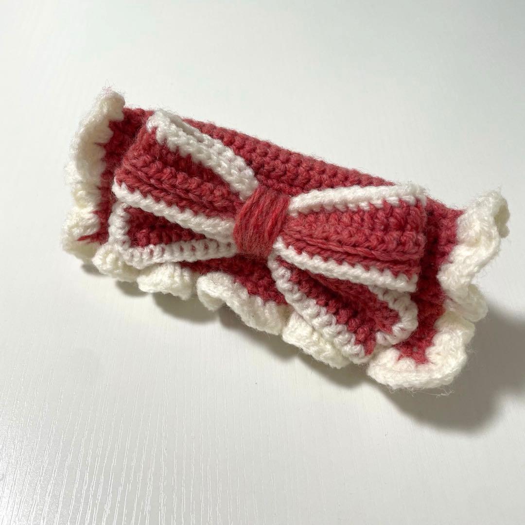 リボン付きペンケース　毛糸　かぎ編み　ハンドメイド