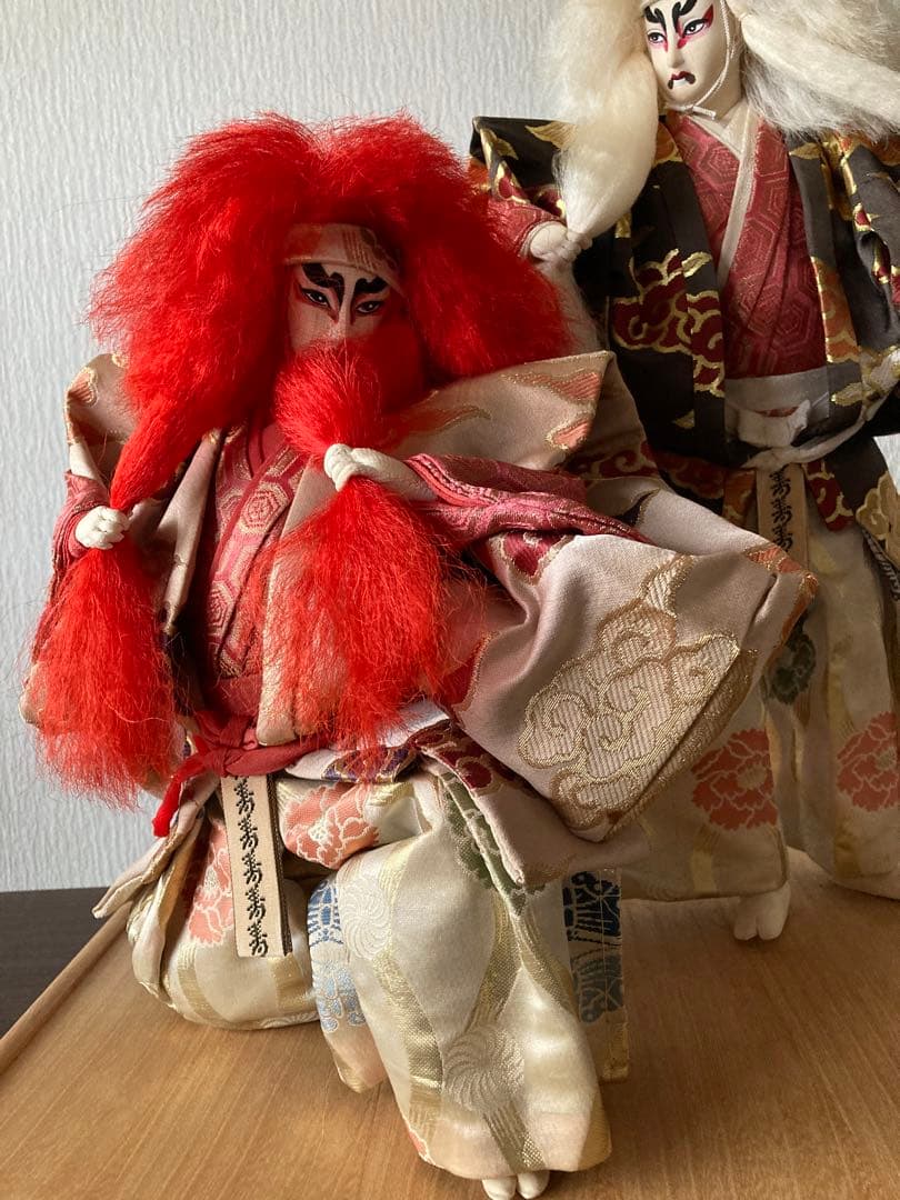 連獅子 高さ約45cm(台座含む) 日本人形 歌舞伎 昭和レトロ 骨董品