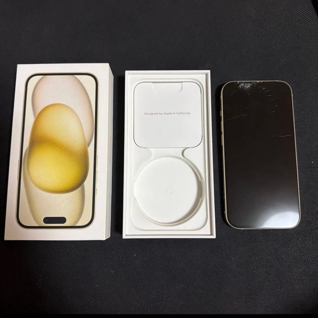 Apple iPhone15 256GB MTMQ3JA イエロー 画面割れあり