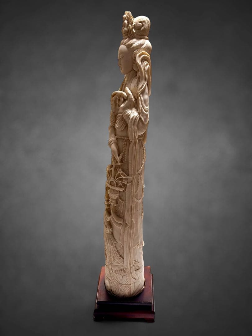 #観音菩薩像 仏像 彫刻/高さ約66.5cm 重量約6kg 時代物