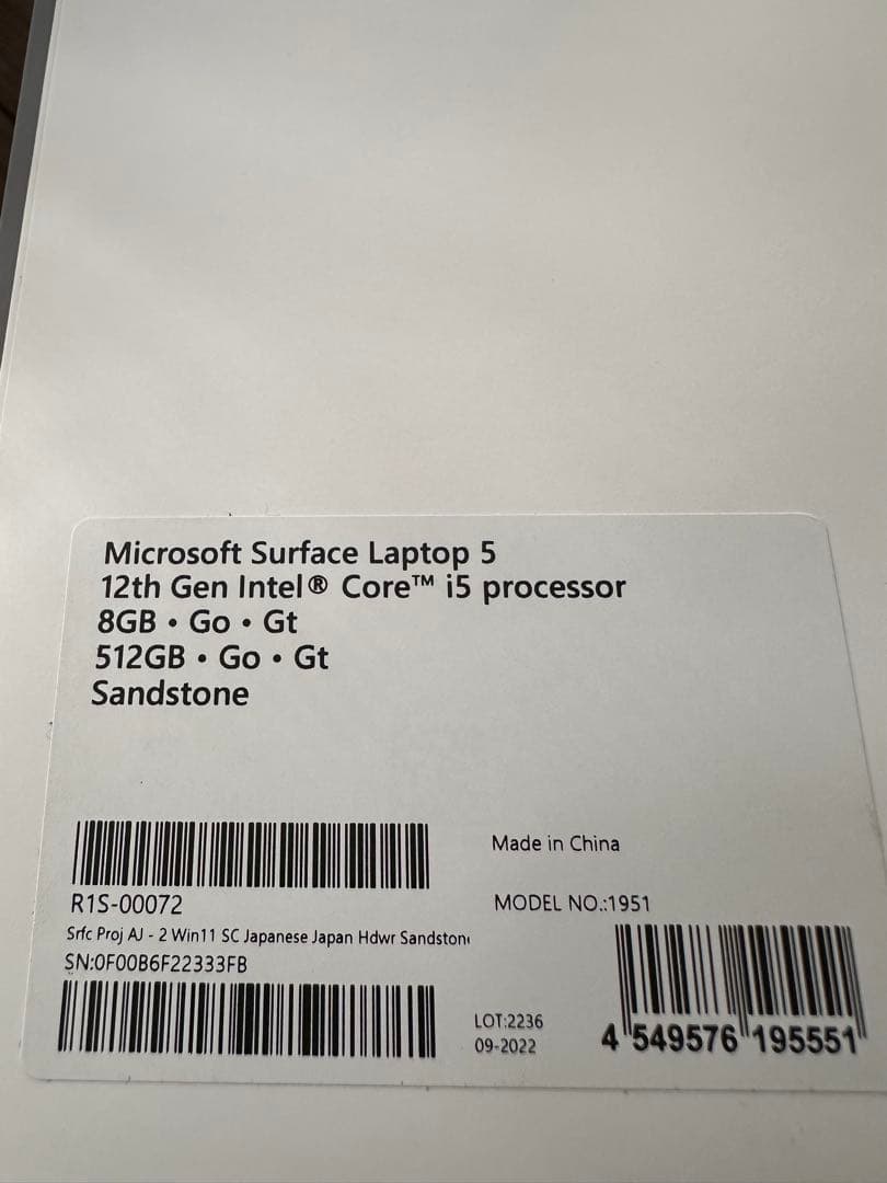 Windowsノート本体 Microsoft Surface Laptop 5 8GB 512GB