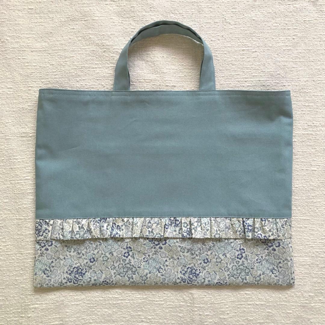 mik！花柄フリルレッスンバッグ+上履き袋+体操服袋セット　フレンチブルー